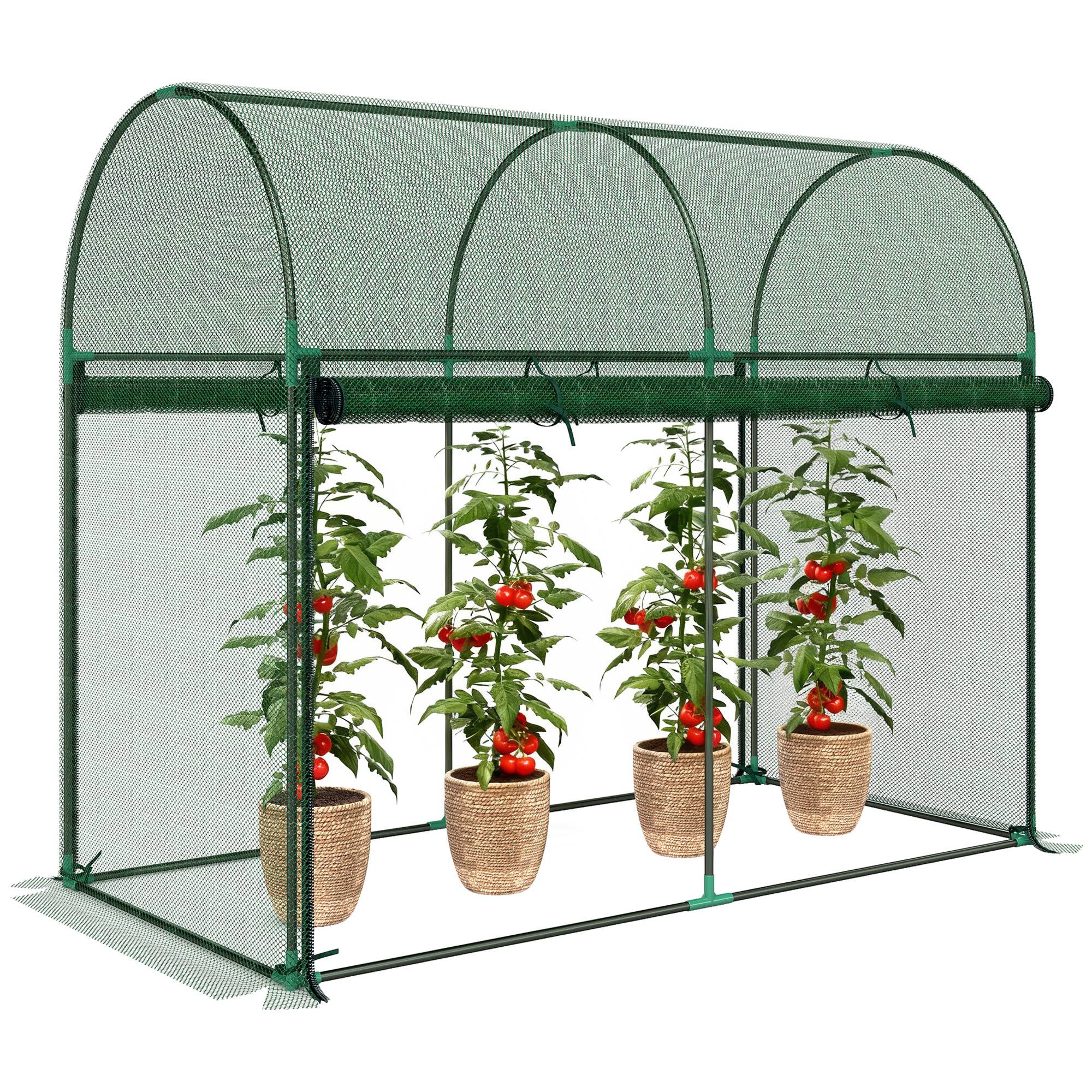 Outsunny - Crop Cage, 6' x 3' x 5' Large Plant Protection Tent with Zippered Door, Outdoor Garden Cage for Vegetables, Flowers