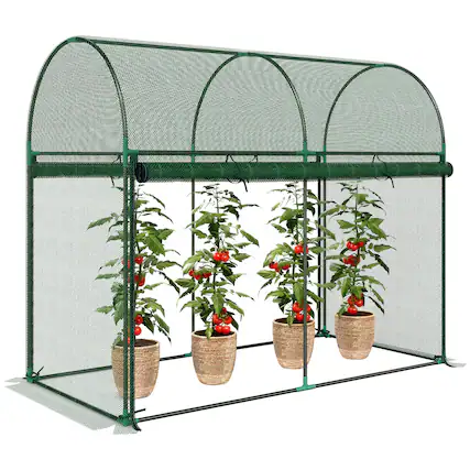 Front. Outsunny - Crop Cage, 6' x 3' x 5' Large Plant Protection Tent with Zippered Door, Outdoor Garden Cage for Vegetables, Flowers.