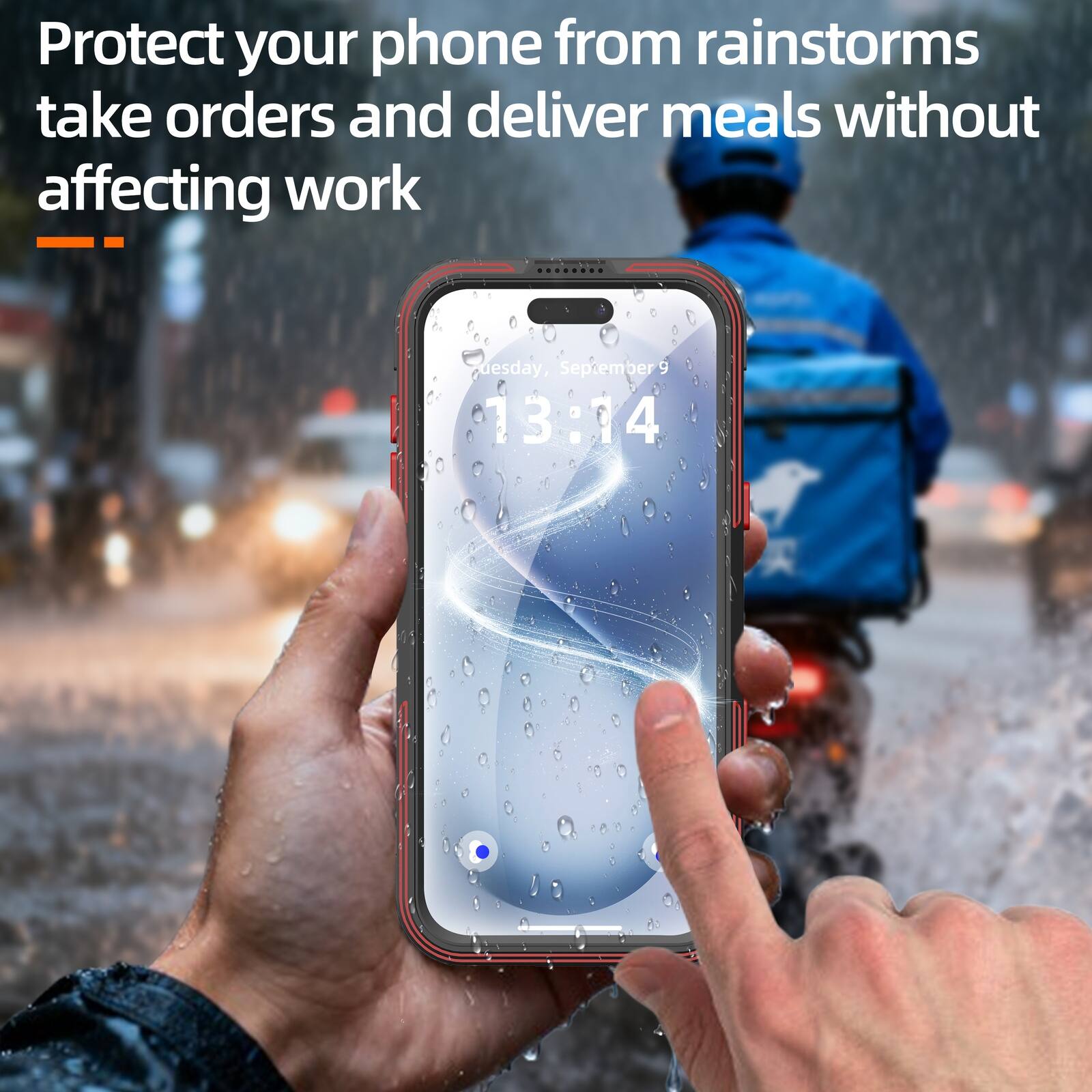 Protect your phone from rainstorms take orders and deliver meals without affecting work

Tuesday, September 5
13:14
