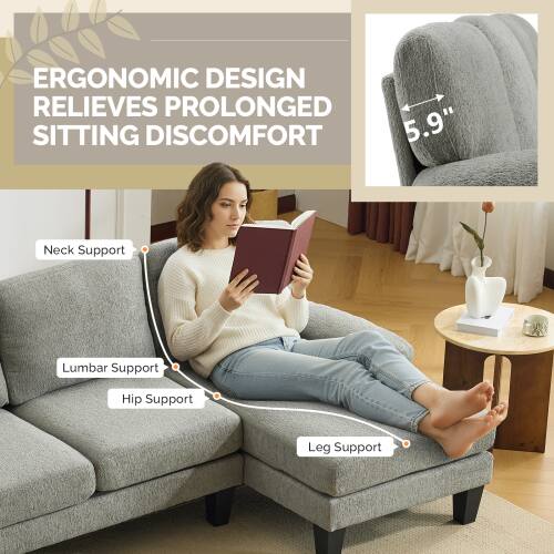 ERGONOMIC DESIGN RELIEVES PROLONGED SITTING DISCOMFORT

- Neck Support
- Lumbar Support
- Hip Support
- Leg Support

5.9" Neck Support