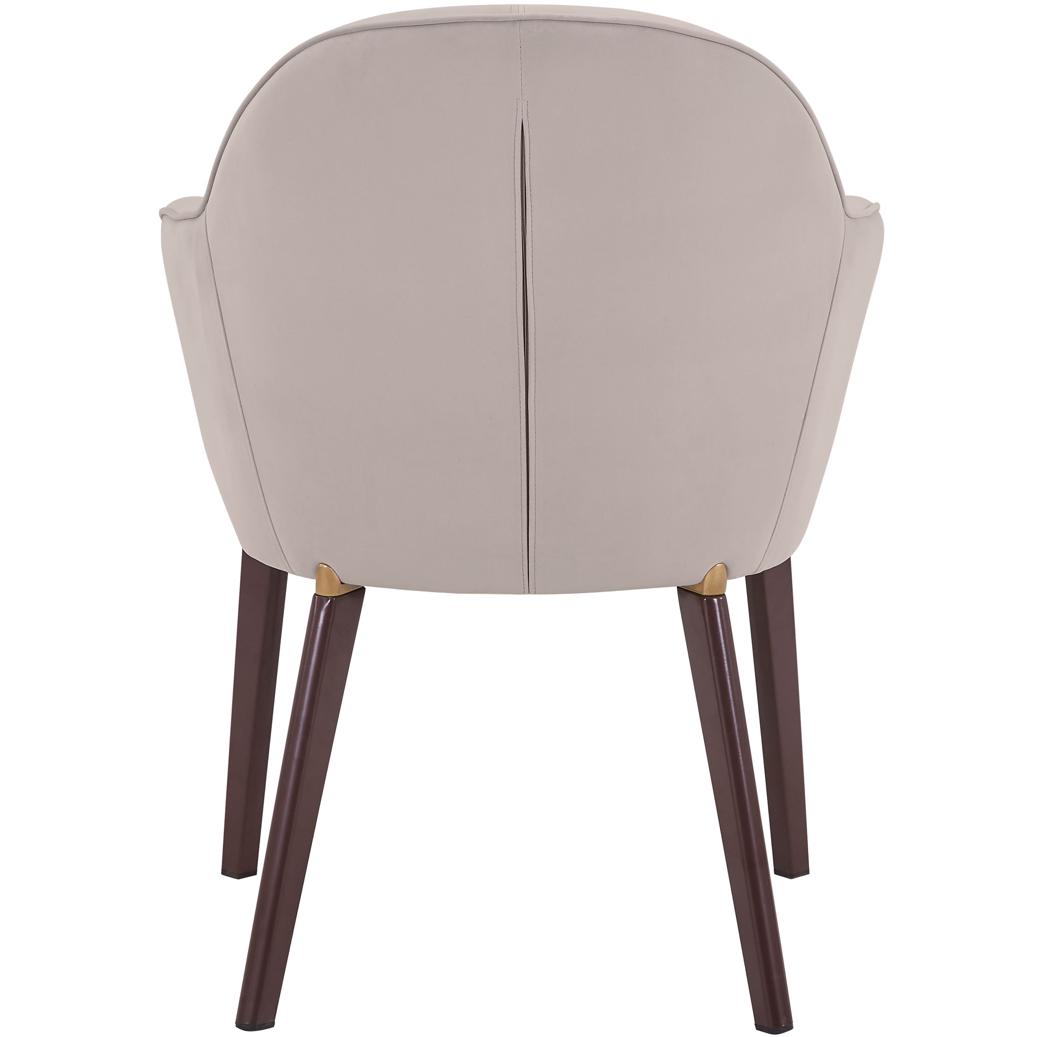 Alt View 4. LeisureMod - Elias Barrel-Back Dining Armchair, Velvet/Leather Accent Chair with Gold Brackets & Wood-Look Legs - Light Grey.