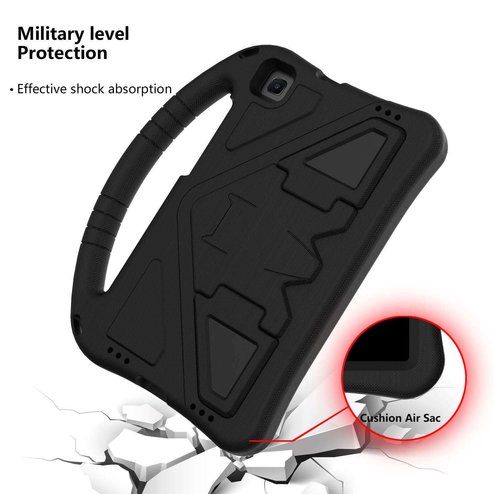Military level Protection  
Effective shock absorption  
Cushion Air Sac