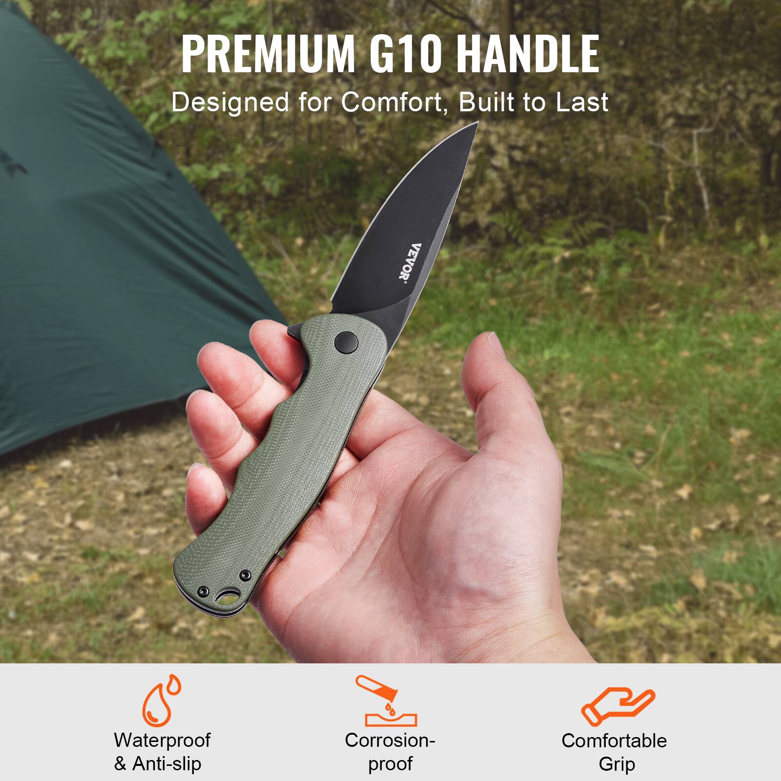 PREMIUM G10 HANDLE  
Designed for Comfort, Built to Last  

- Waterproof & Anti-slip  
- Corrosion-proof  
- Comfortable Grip
