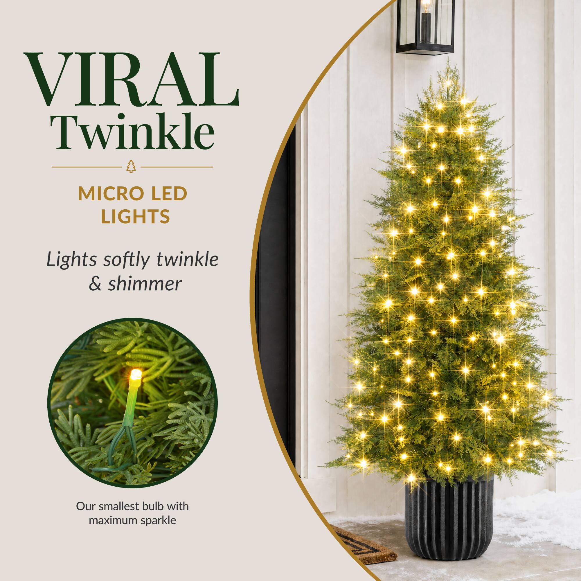 VIRAL Twinkle  
MICRO LED LIGHTS  
Lights softly twinkle & shimmer  
Our smallest bulb with maximum sparkle