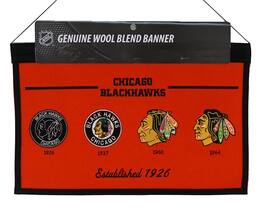 Winning Streak Sports - Chicago Blackhawks NHL LARGE 22x14 Wall Hanging Logo Banner featuring logos from 1926, 1937, 1960 & 1964 - Multi