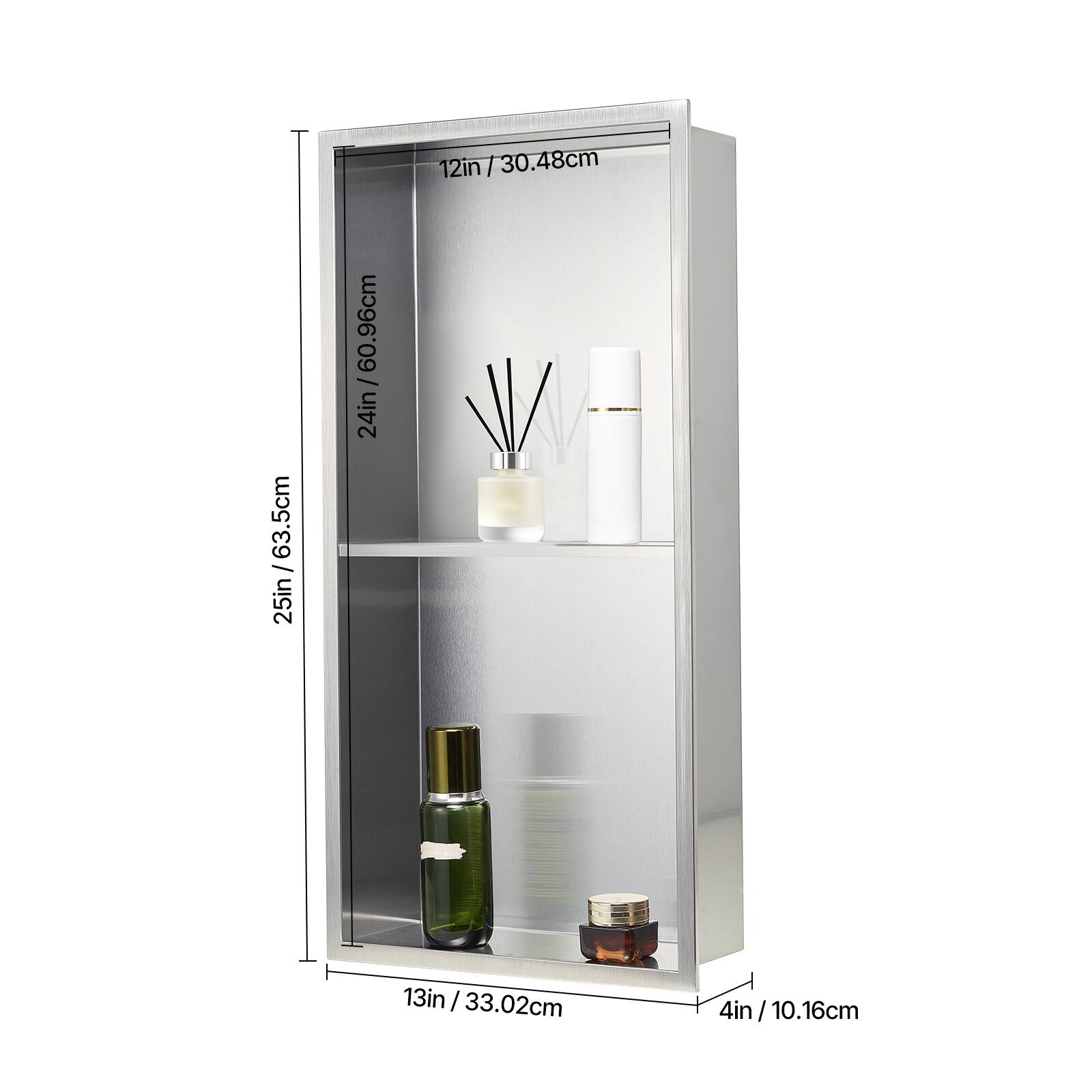 12in / 30.48cm  
12in / 63.5cm  
25in / 60.96cm  
24in / 63.5cm  
13in / 33.02cm  
4in / 10.16cm