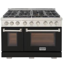 Kucht - Professional 48 in. 6.7 cu. ft. Natural Gas Range Two Ovens - One Convection - in Black with True Simmer Burners - Black