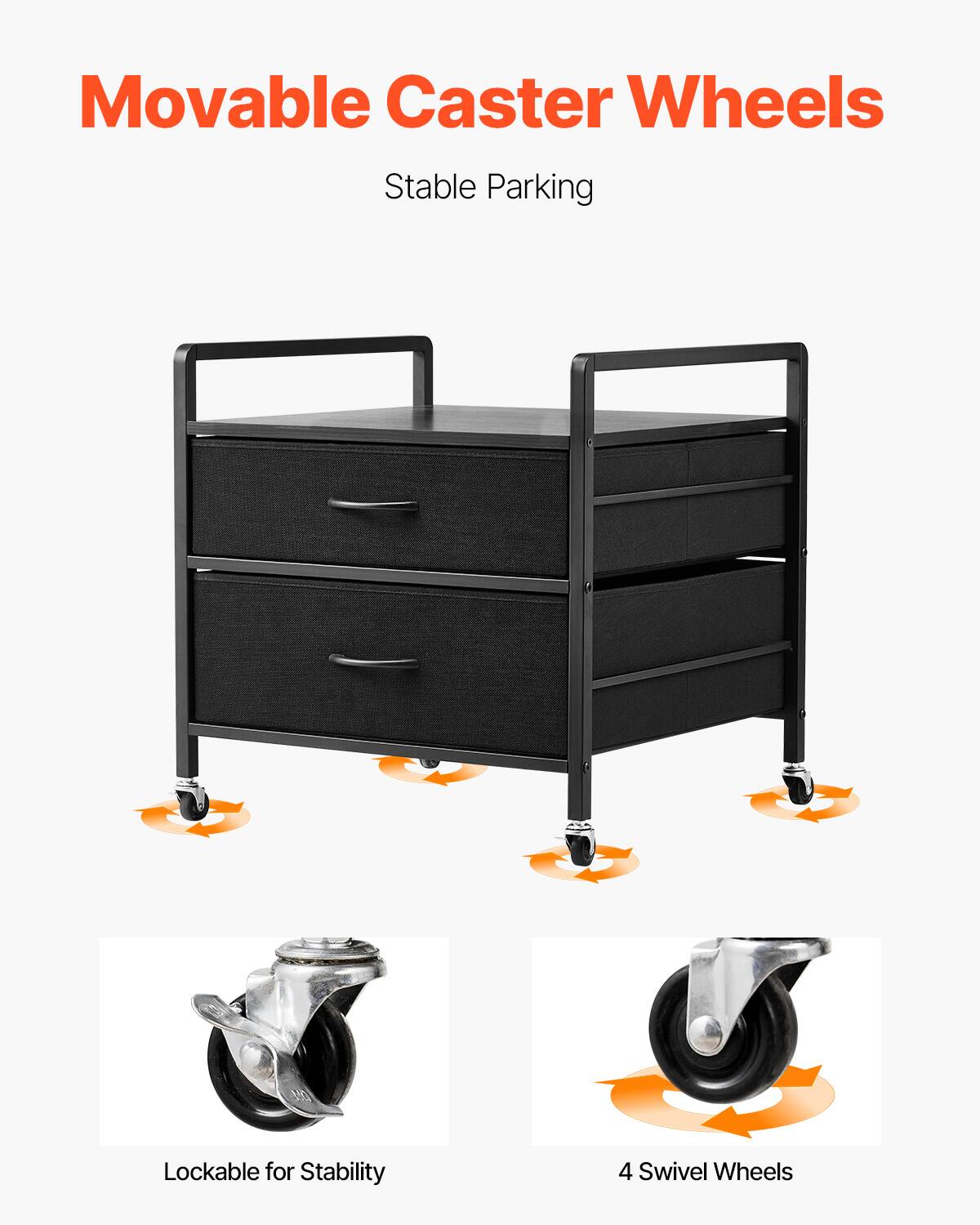 Movable Caster Wheels, Stable Parking, Lockable for Stability, 4 Swivel Wheels