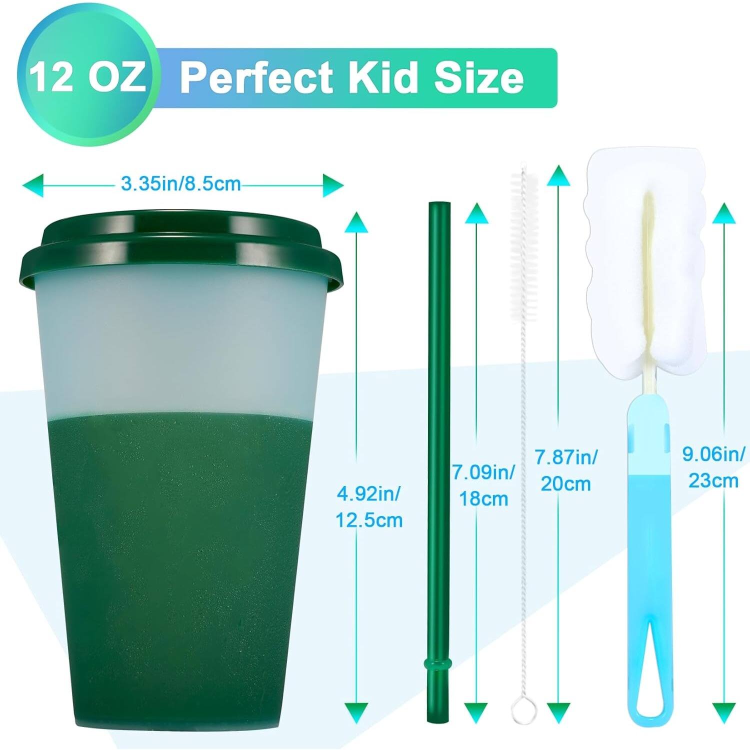 12 OZ Perfect Kid Size

- 3.35in/8.5cm
- 4.92in/12.5cm
- 7.09in/18cm
- 7.87in/20cm
- 9.06in/23cm