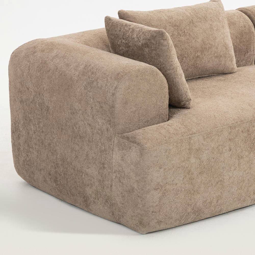 Alt View 4. Kadyn - 96" Full-Foam Modular Sectional Sofa, 2-Piece Boucle Cloud Couch, Compressed Shipping - Brown.