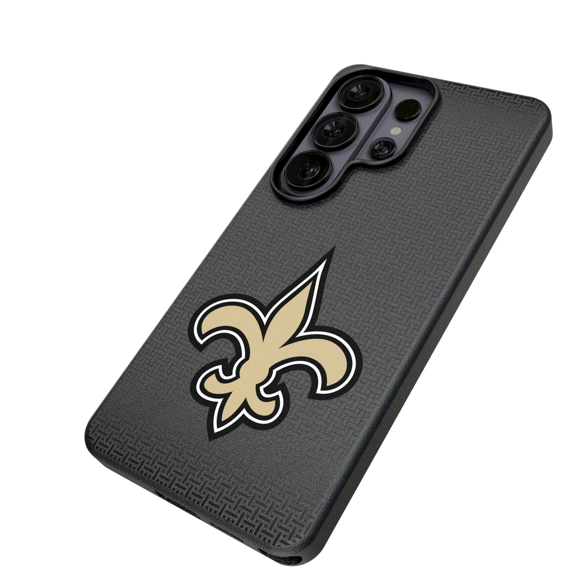 Alt View 1. Keyscaper - New Orleans Saints Linen Galaxy Magnetic Bump Case - S25 - Black.