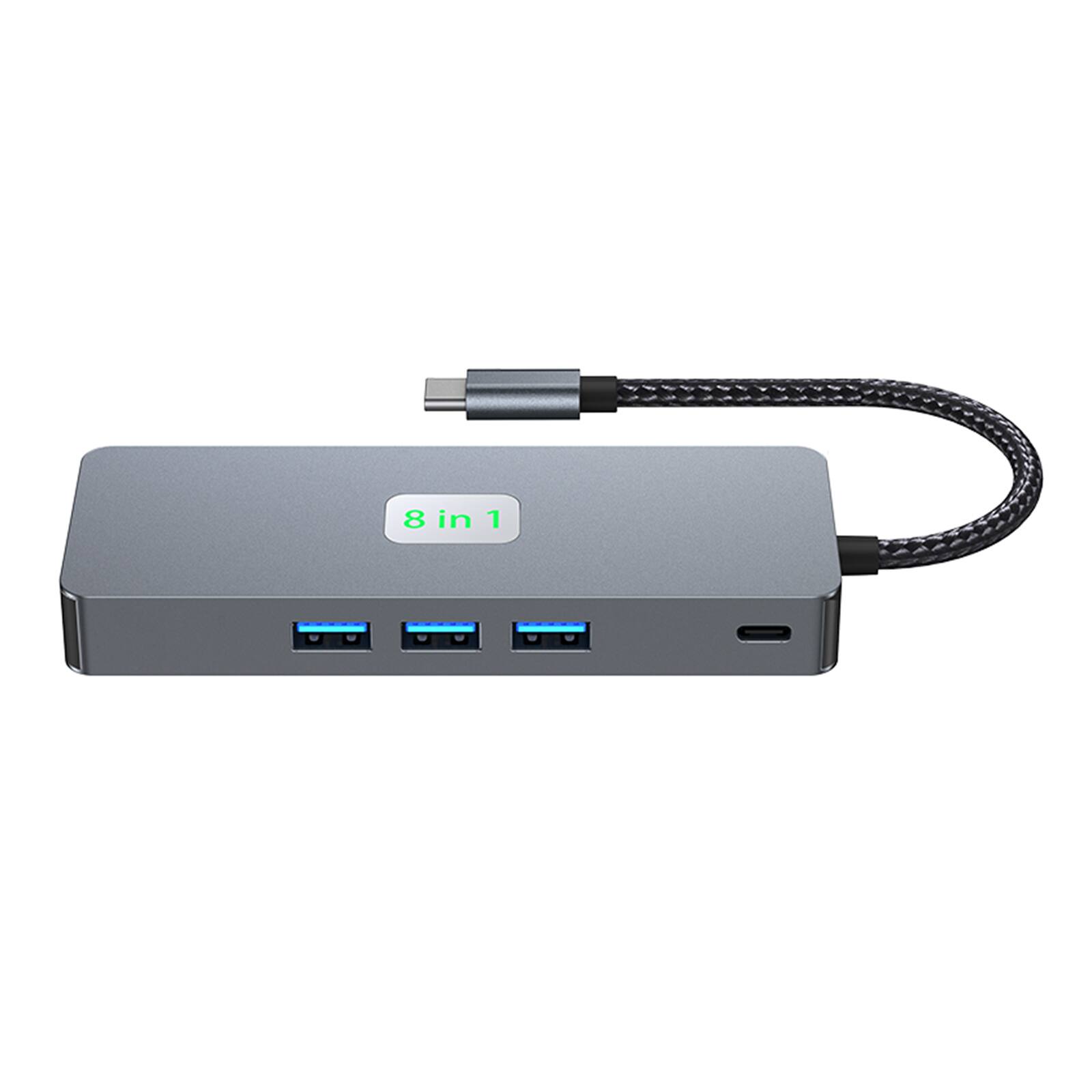 Alt View 7. Topteng - 8-in-1 USB C Hub with Triple Display (Dual HDMI & DP) - Gigabit Ethernet, 100W PD, 3xUSB 3.0, Aluminum Dock.