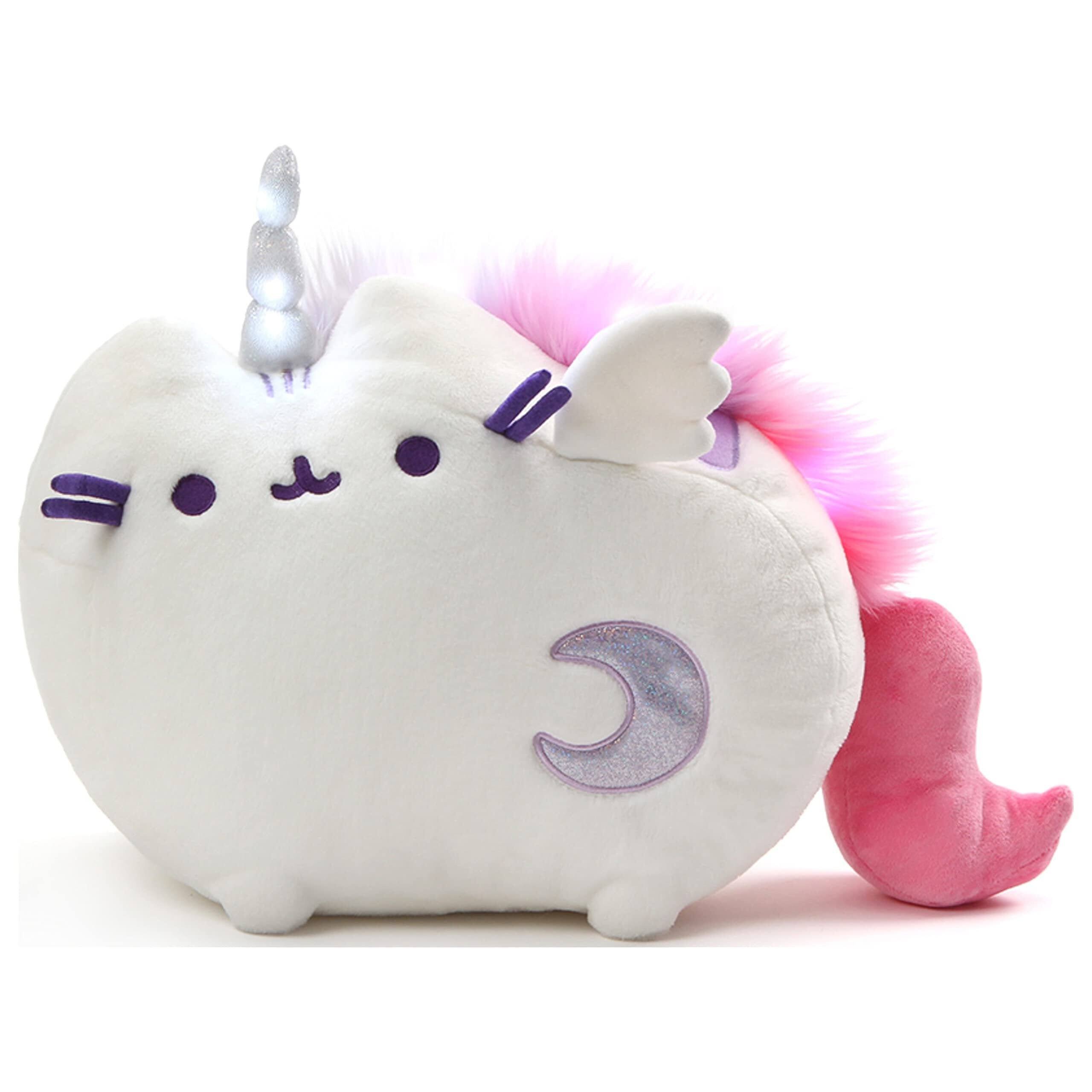 Angle. Gund - GUND Pusheen Super Pusheenicorn 17" Sound & Lights Plush Cat Interactive Stuffed Toy - White.