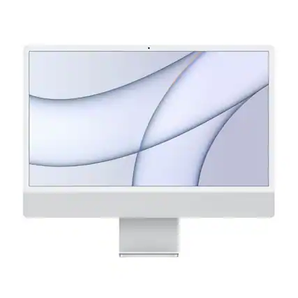Front. Apple - Apple 24" iMac with Apple M1 8-Core CPU 8GB RAM, 256GB SSD Silver.