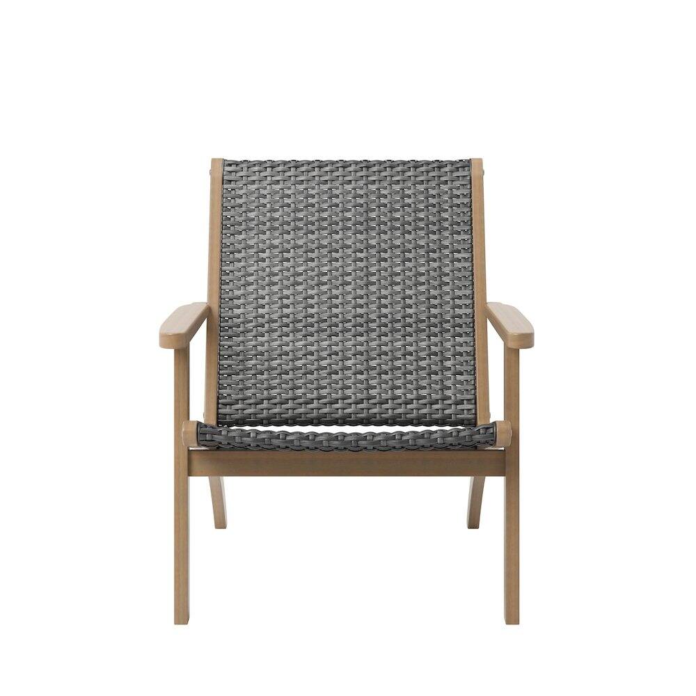 Alt View 2. New Classic Furniture - Radius 3-Piece Wood and Wicker Patio Set in Gray - Grey.