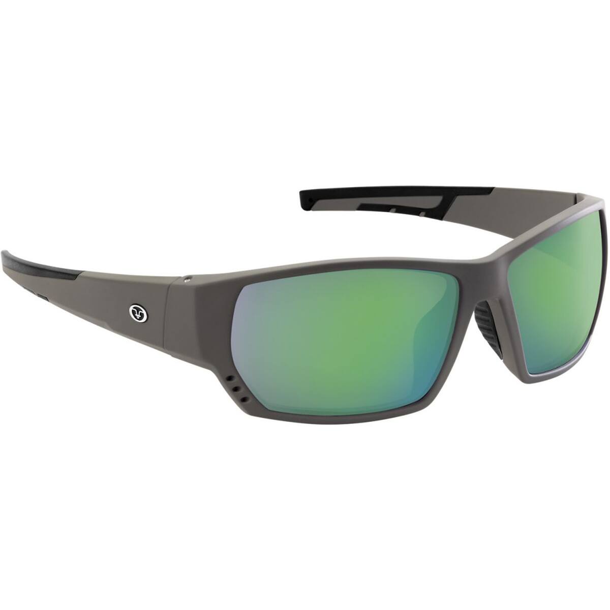 Front. Flying Fisherman - Flying Fisherman Drop Back Polarized Sunglasses - Matte Gray/Amber Green Mirror - Matte Gray/Amber Green Mirror.