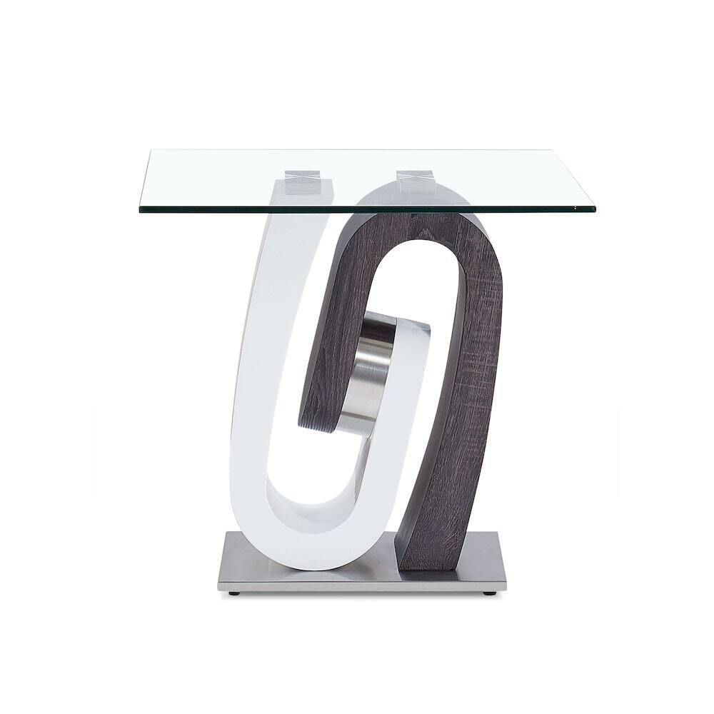 Angle. Global Furniture USA - Contemporary End Table, Clear,Dark Grey,Silver,White - Clear.