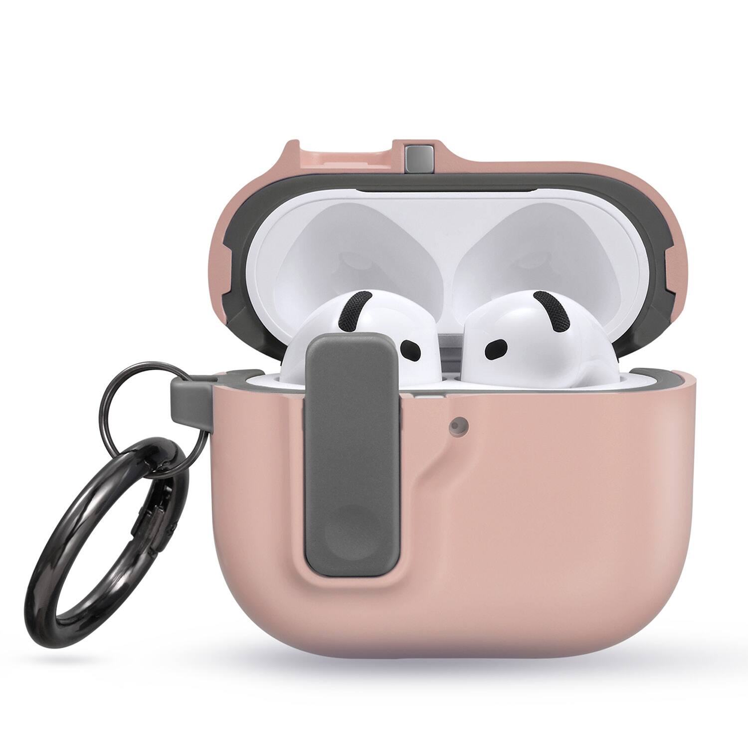 Left. Vena - For Apple Airpods 4 Case Cover, Airpods Case 4 4th Generation Dual Layer Auto Open Lock Wireless Charging, Pink - Pink.