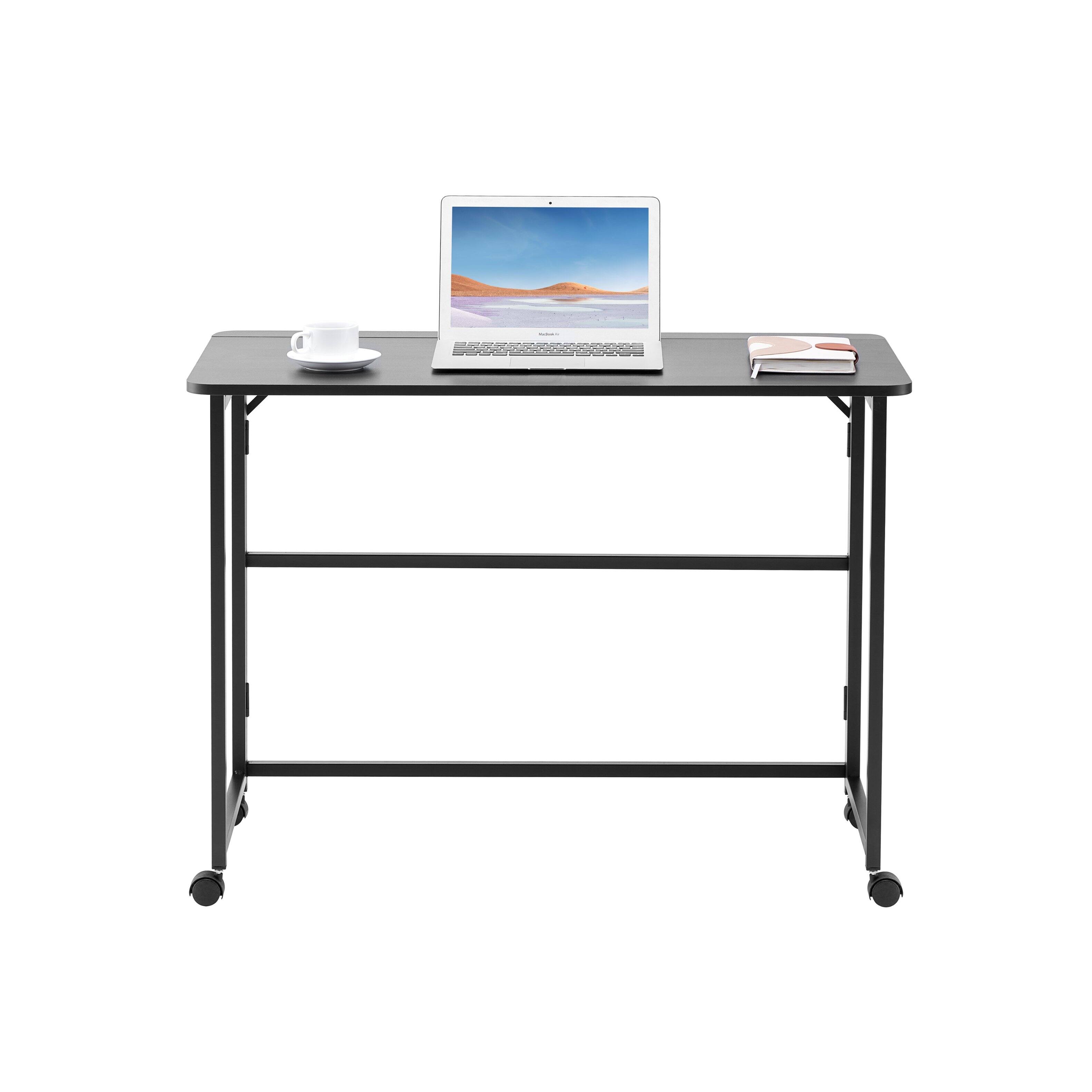 Angle. APRILSOUL - Folding Desk Small Foldable Desk for Small Space 39.37 Inches Writing Computer Desk in Study Office Foldable Desk Black - Black.