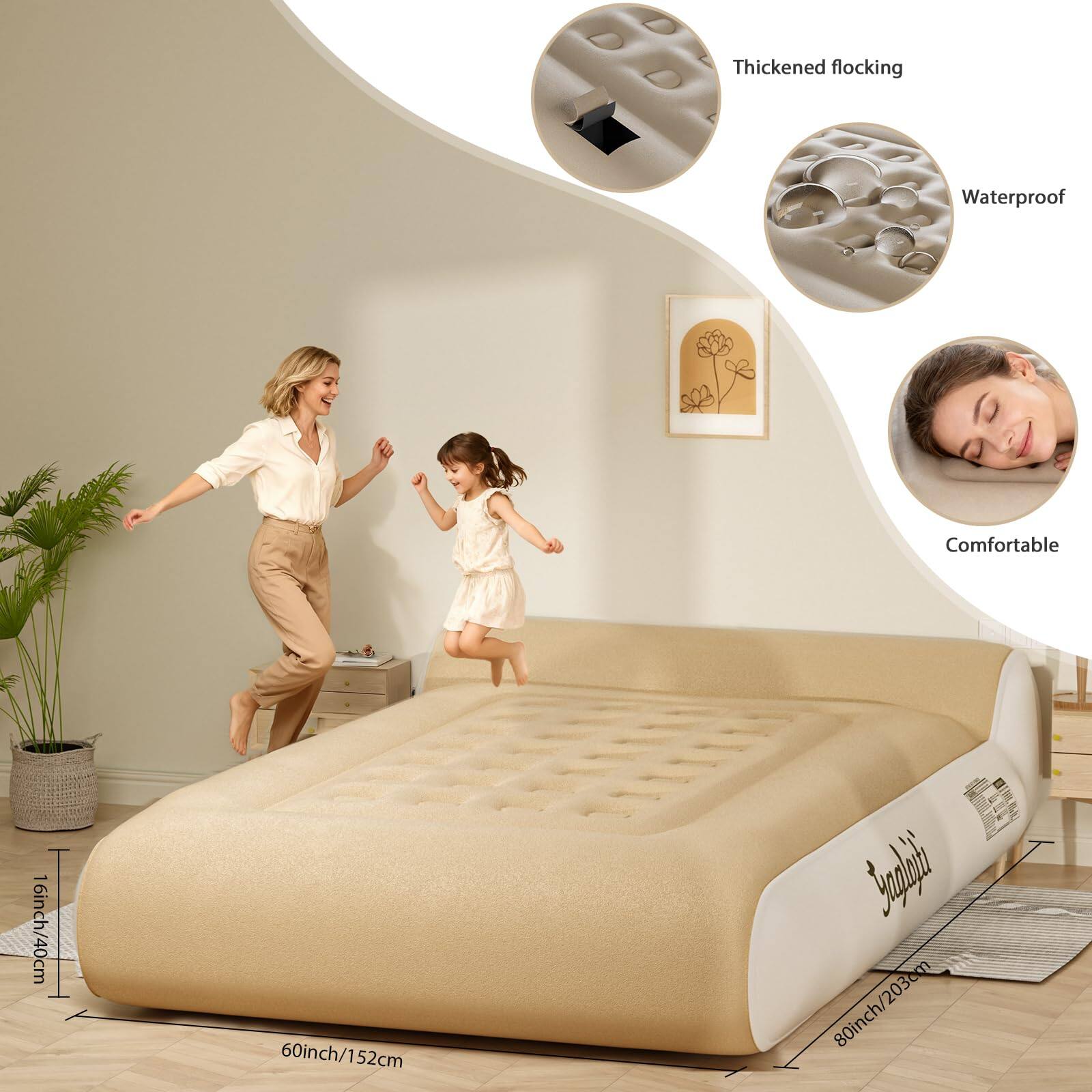 Thickened flocking  
Waterproof  
Comfortable  

16inch/40cm  
60inch/152cm  
80inch/203cm