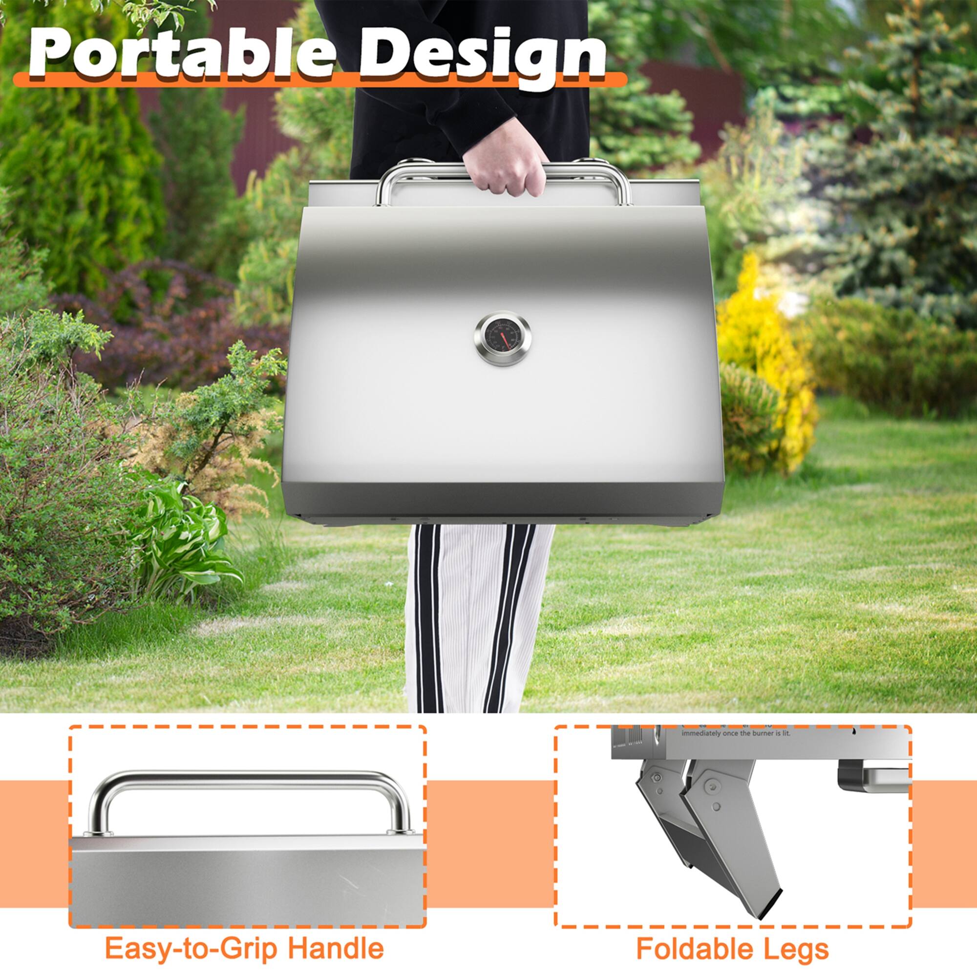 Portable Design: Easy-to-Grip Handle Foldable Legs
