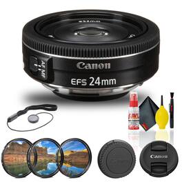 Canon - EF-S 24mm f/2.8 STM Lens (9522B002) + Filter Kit + Cap Keeper Base Bundle (International Version)