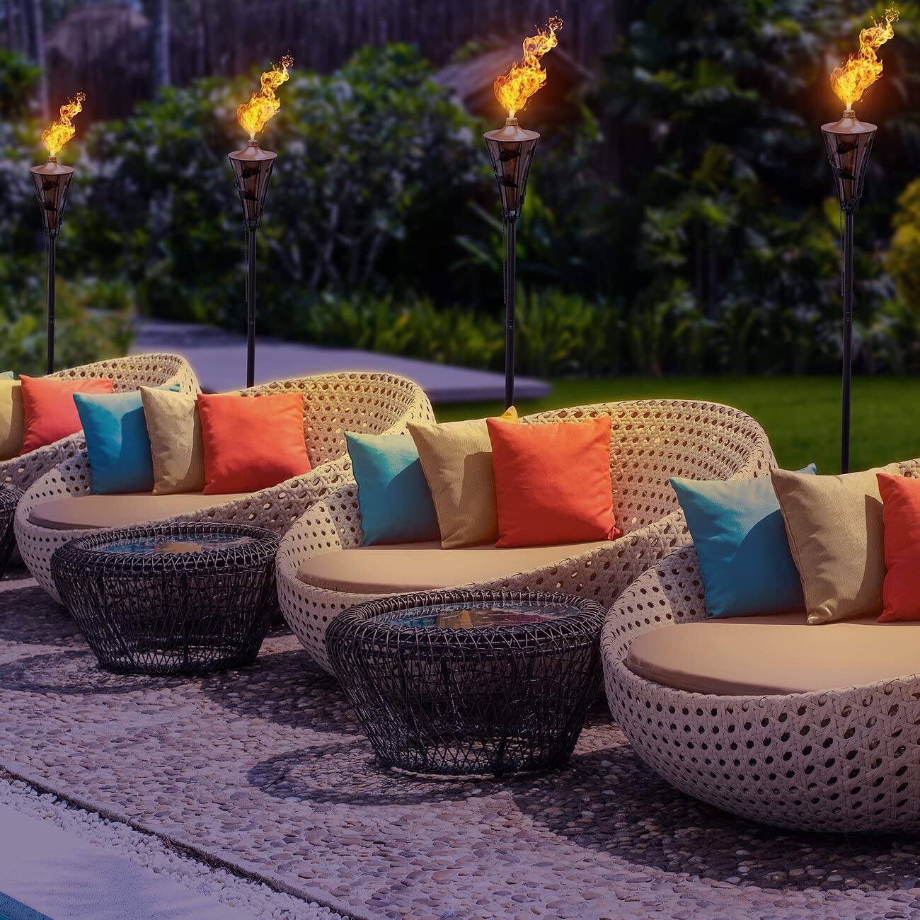 Alt View 1. Sorbus - Matney Outdoor Metal Patio Torches Use for Deck, Patio, Back Yard, Outdoor parties, Wedding – Includes Fiberglass Wick - Bronze 4 Pack.