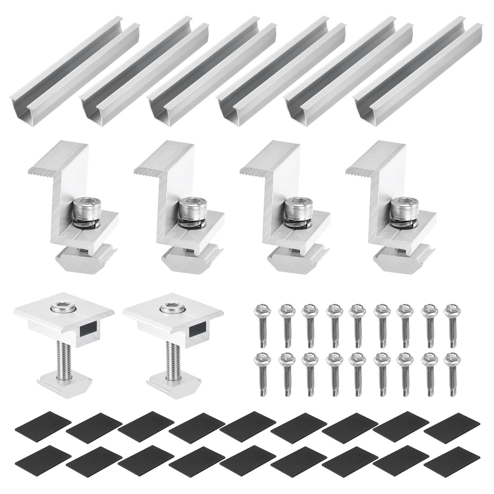 Unique Bargains - Adjustable Solar End Clamp Aluminum 20mm for Solar Panel Mount Bracket Roof Mounting System - Silver