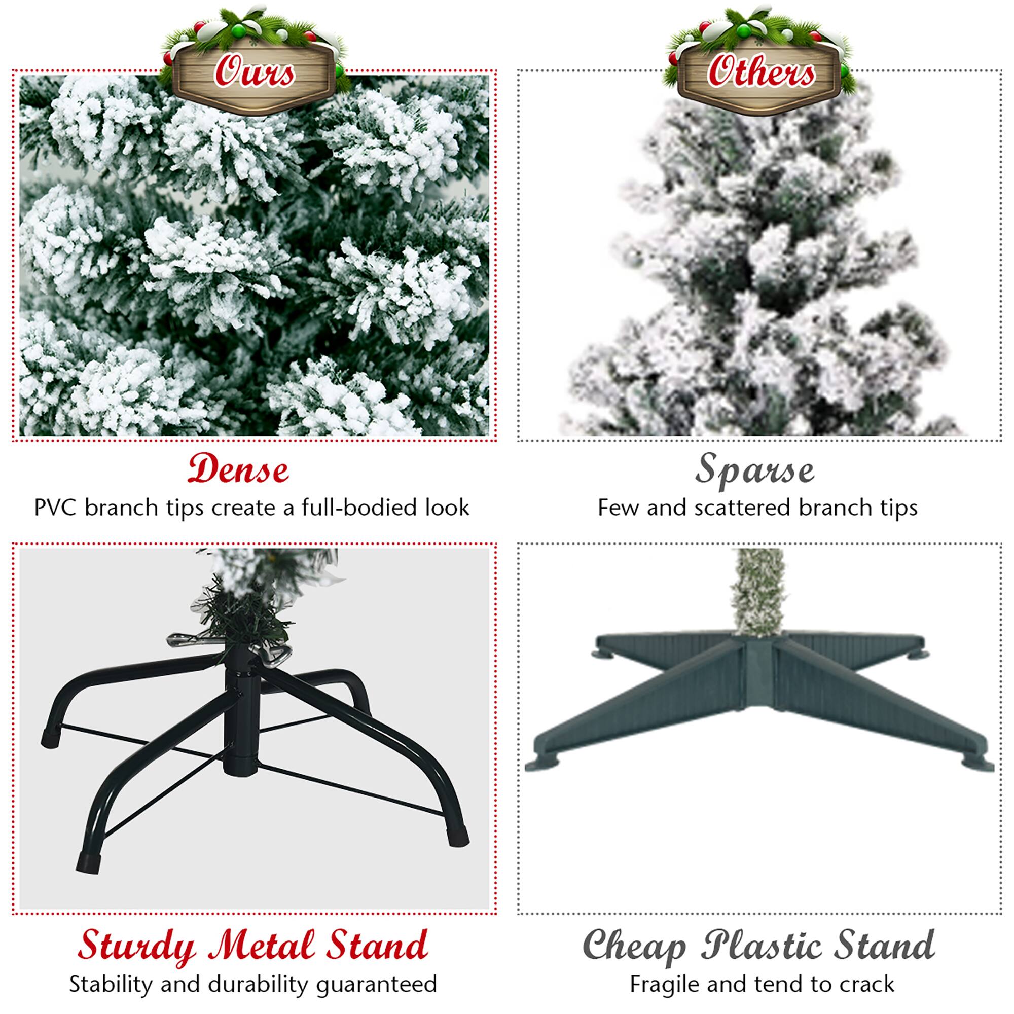 Ours: Dense PVC branch tips create a full-bodied look
Others: Sparse Few and scattered branch tips
Sturdy Metal Stand: Stability and durability guaranteed
Cheap Plastic Stand: Fragile and tend to crack
