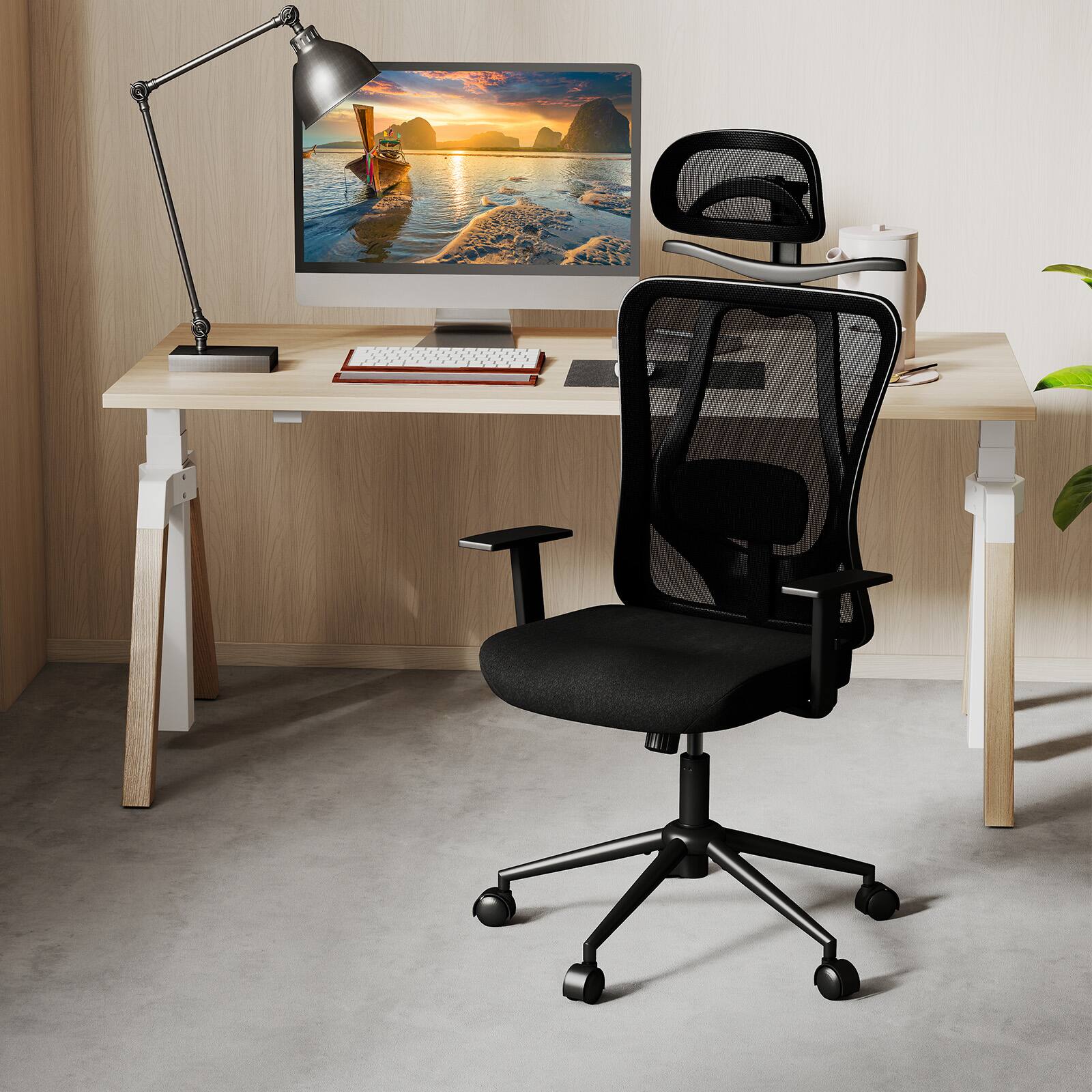 Alt View 1. Gymax - Gymax Ergonomic Office Chair w/3D Headrest & Reclining Backrest for Home Office Black - Black.