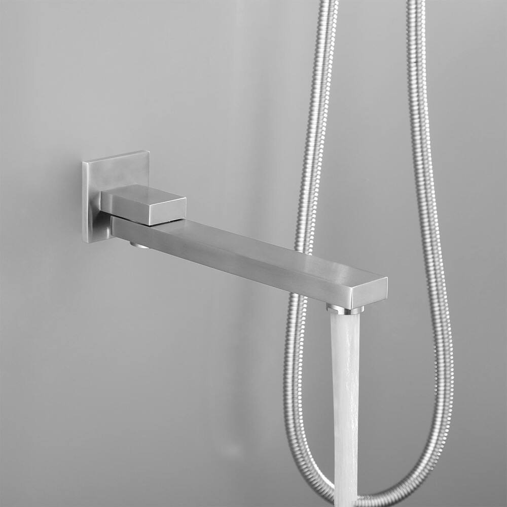 Alt View 1. JUJABU - Brushed Nickel Shower System with 16 inch Shower Head and Tub Spout - Brushed Nickel.
