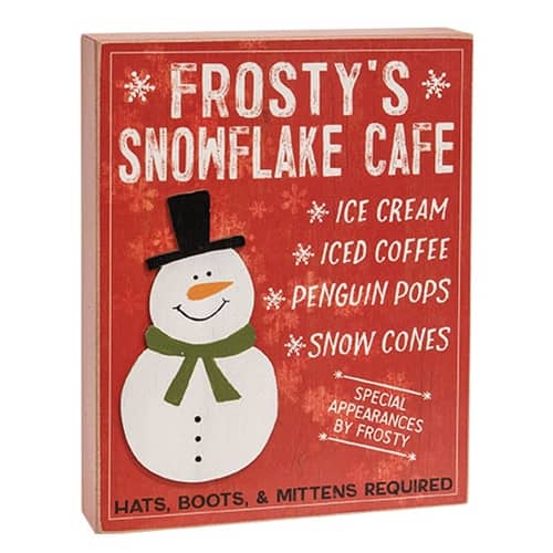 BreeBe - Frosty's Snowflake Cafe Box Sign - Red, White