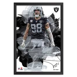 Sporticulture - Maxx Crosby Las Vegas Raiders 14" x 20" Brush Stroke Player Framed Art Print - Multicolor