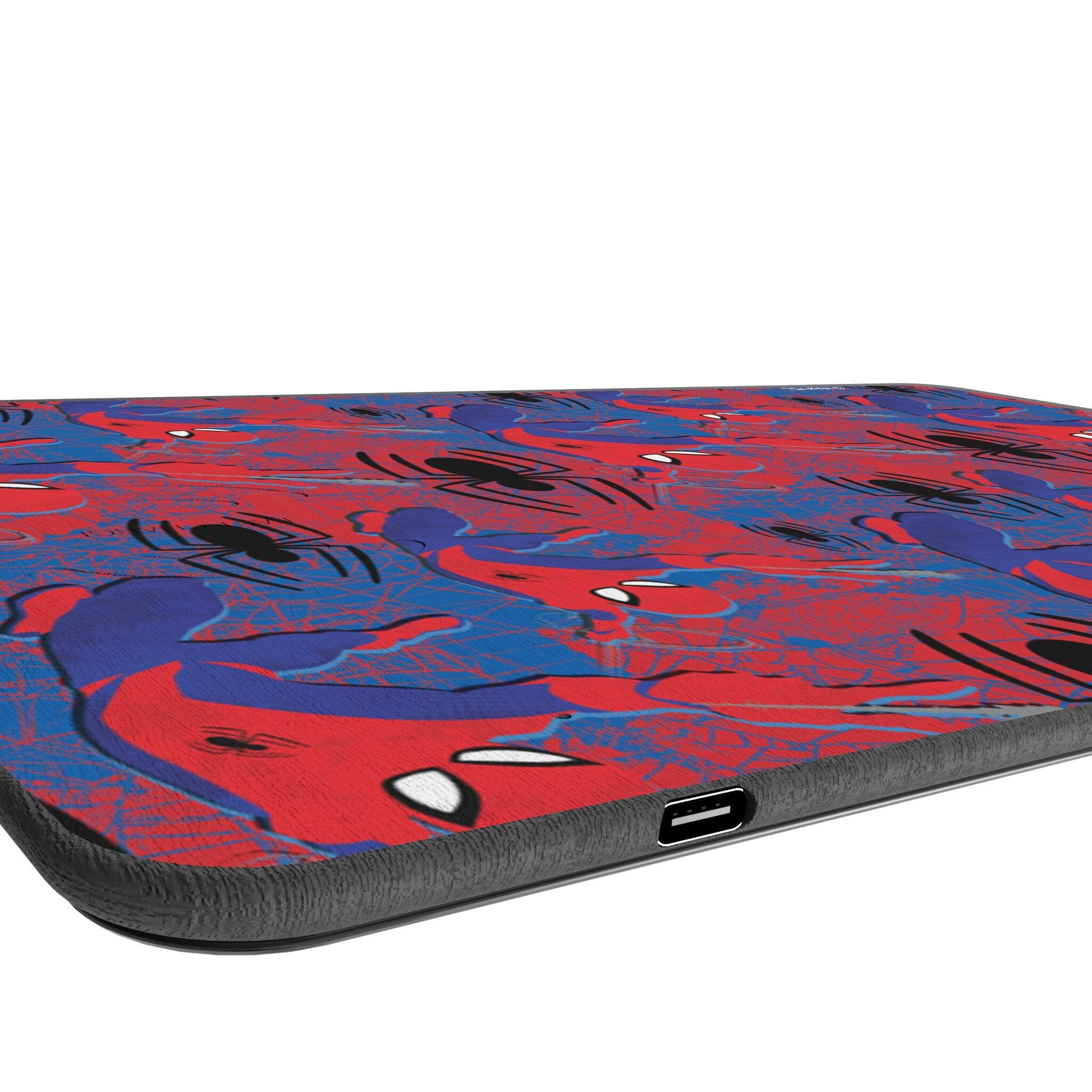 Left. Keyscaper - Marvel Pattern 15-Watt Wireless Charger and Mouse Pad - Spider-Man.