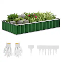 Outsunny - 5.7' x 3' x 1' Raised Garden Bed, Galvanized Metal Planter Box for Vegetables Flowers Herbs - Green