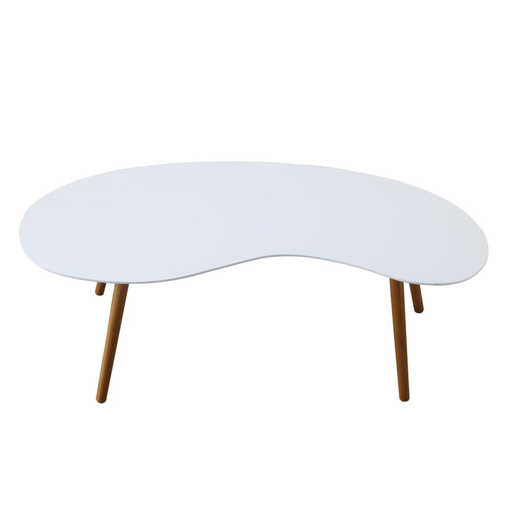 Alt View 5. Convenience Concepts - Oslo Bean Shaped Coffee Table - White/Natural.