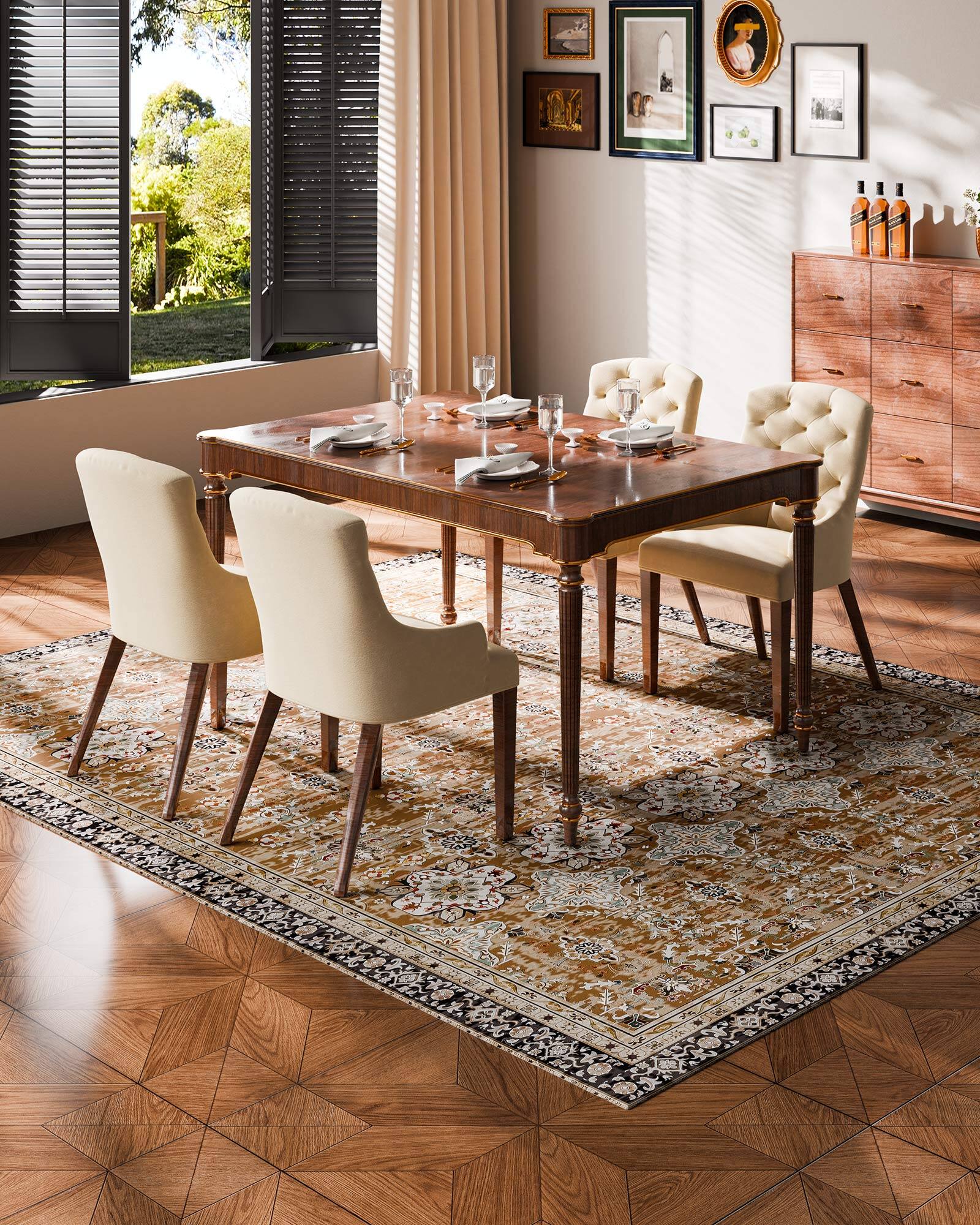 Alt View 1. VEVOR - Area Rug, 7.5 x 9.5 ft Large Washable Rug, Non-Slip and Tear-Resistant Soft Carpet, Pet & Child Friendly Vintage Rugs - Brown Green.