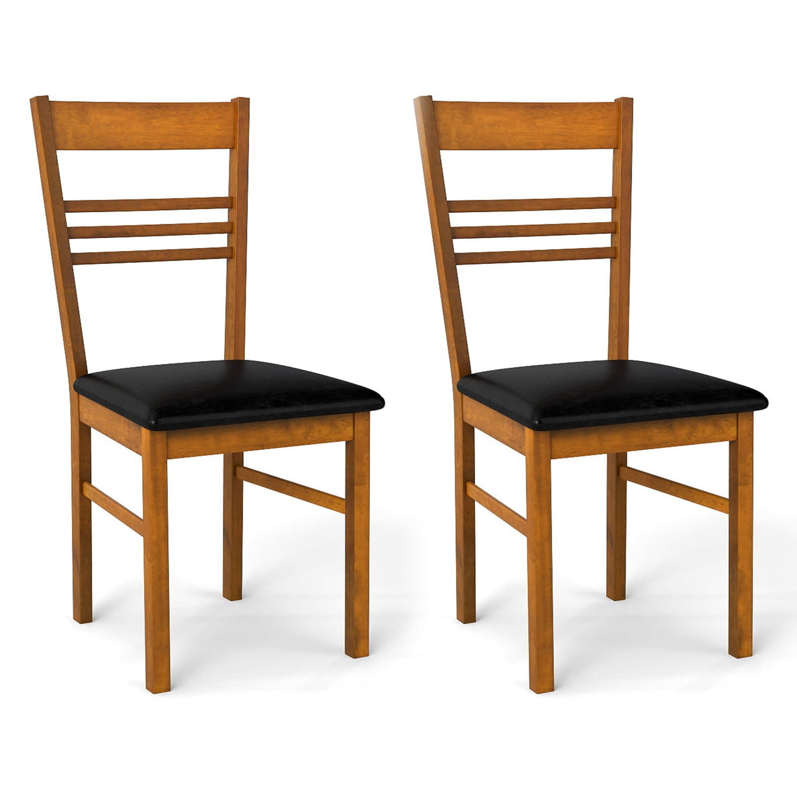 Gymax - Wood Dining Chairs Set of 2 w/Rubber Wood Frame Padded Seat & Slatted Backrest Walnut - Brown price history on PriceWatchPro