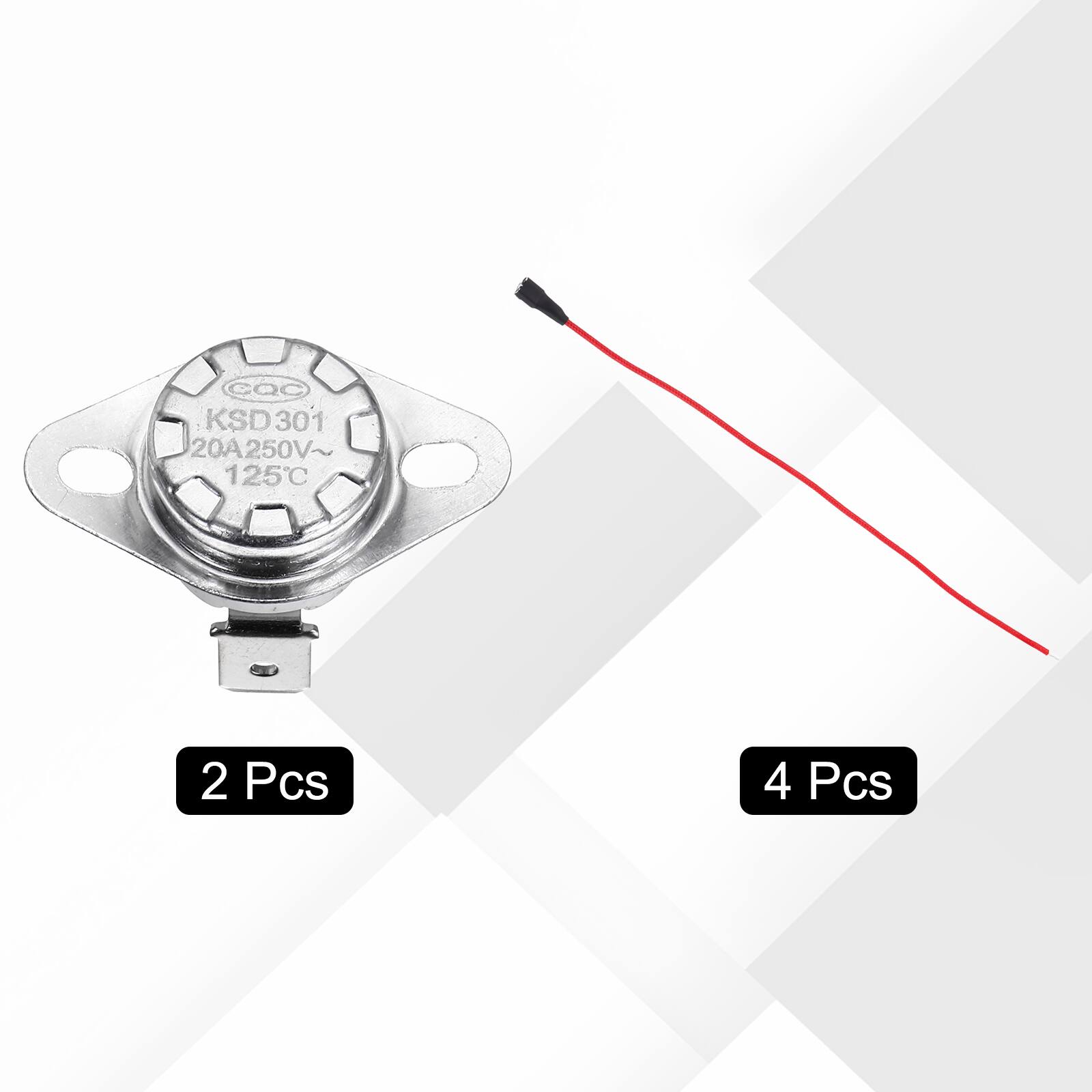 CQC KSD 301 20A 250V~ 125°C  
2 Pcs  
4 Pcs