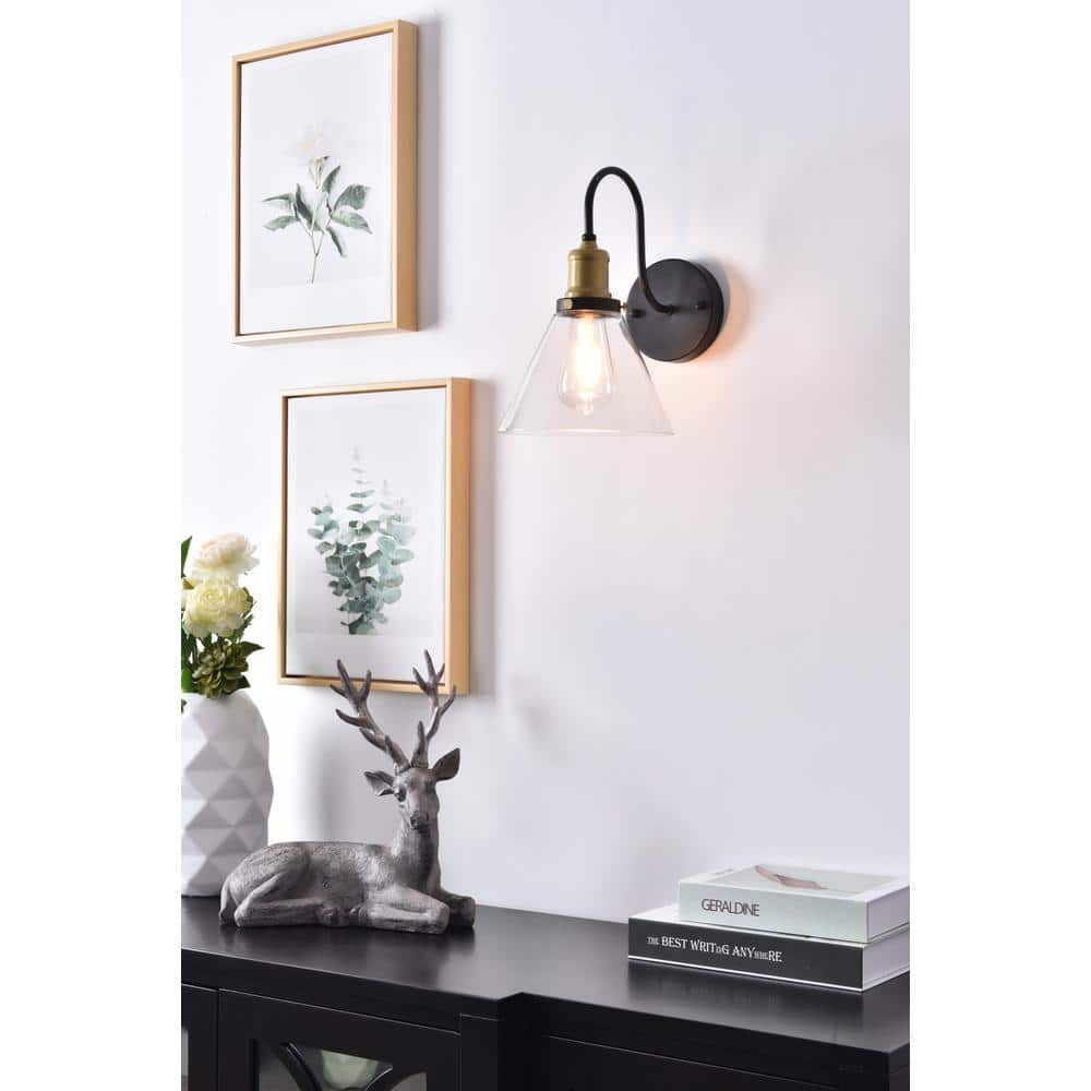 Living District - Histoire 1 light brass and black Wall Sconce - Brass And Black And Clear price history on PriceWatchPro