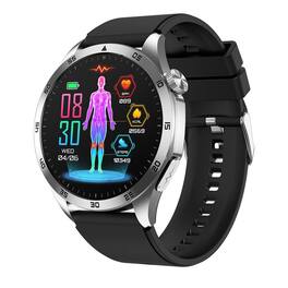 SKRAN - Smart Health Watch with ECG -Bluetooth Calling, Micro Health Check, and Mood Tracking Features, Silicone Strap Version - Black - (2026)