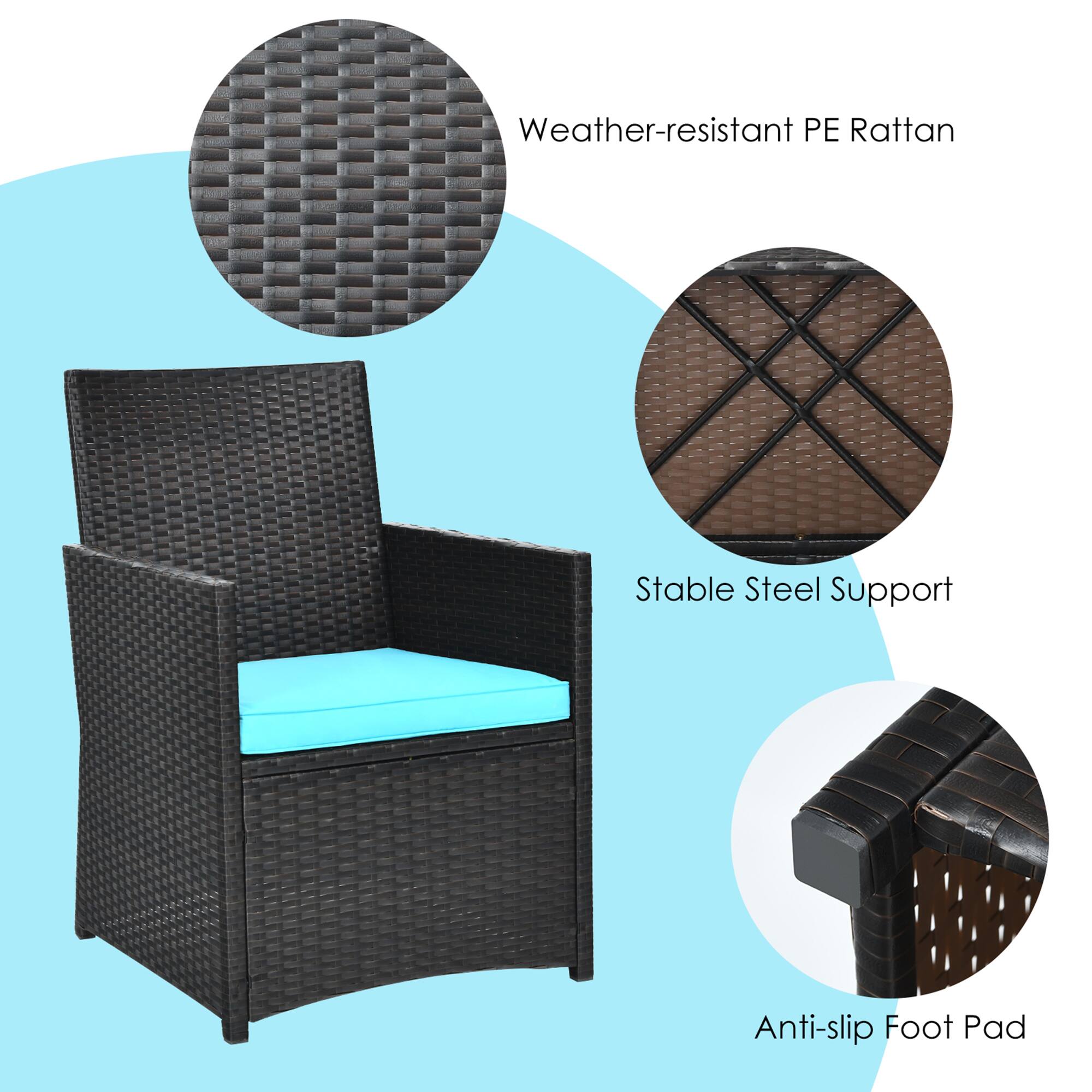 Weather-resistant PE Rattan, Stable Steel Support, Anti-slip Foot Pad