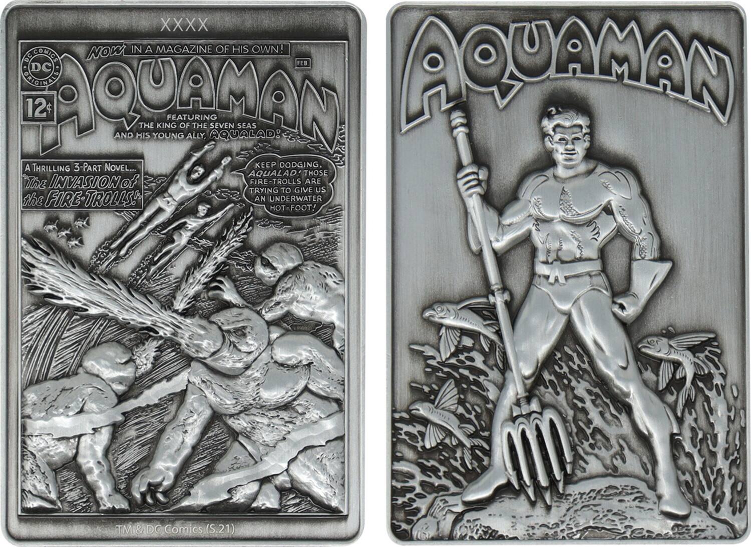 XXXX NOW IN A MAGAZINE OF HIS OWN! DC ORIGINALS 12 HOURMAN THE KING FEATURING OF THE SEVEN SEAS AQUAMAN AND HIS YOUNG ALLY, AQUALAD! A THRILLING 3-PART NOVEL... KEEP DODGING. AQUALAD THOSE INVASION of FIRE-TROLLS ARE TRYING TO GIVE US the FIRE-TROLLS! AN UNDERWATER HOT-FOOT! TMI & DC Comics (S.21)