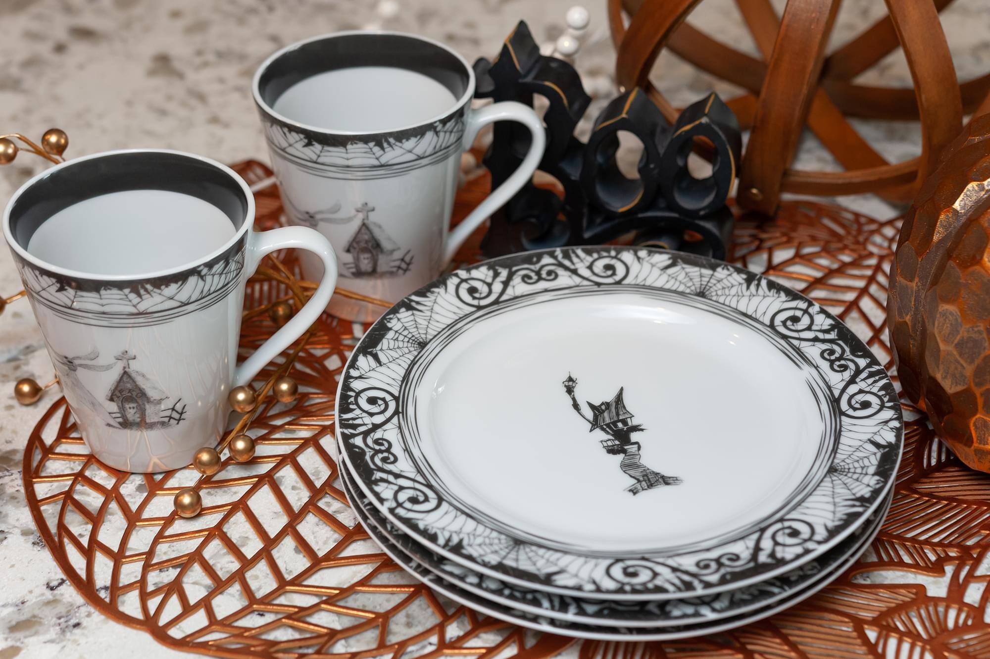 Alt View 3. Disney - The Nightmare Before Christmas 16-Piece Ceramic Dinnerware Set - White.