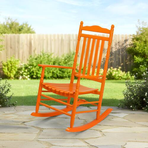 Alt View 7. Winado - 1PC Wooden Rocking Chair, Relaxing Rocker with High Back Seat Reclining Seat for Garden Backyard Porch Indoor Outdoor - Orange.