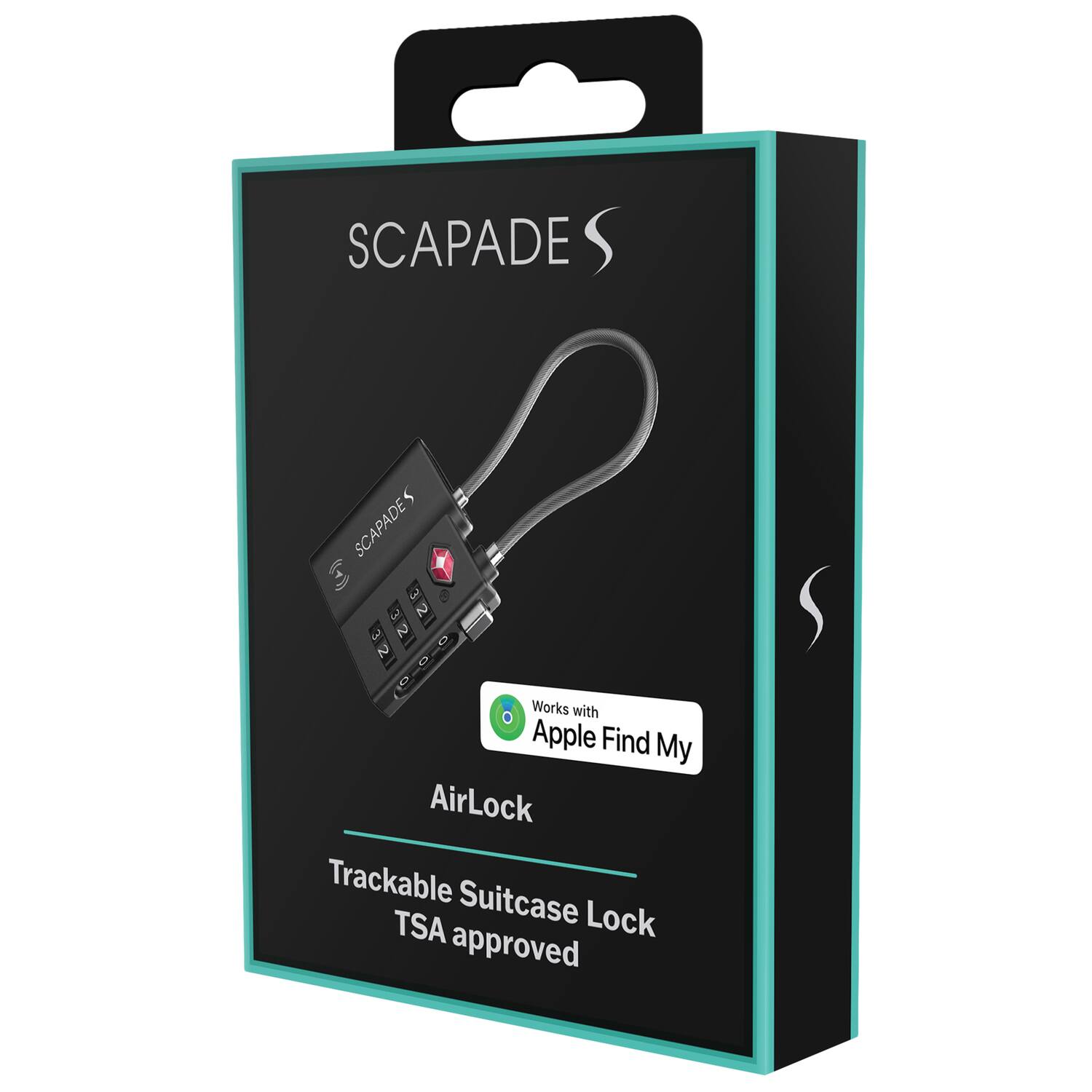 SCAPADE S  
SCAPADE 3  
N D  
Works with Apple Find My  
AirLock  
Trackable Suitcase TSA approved