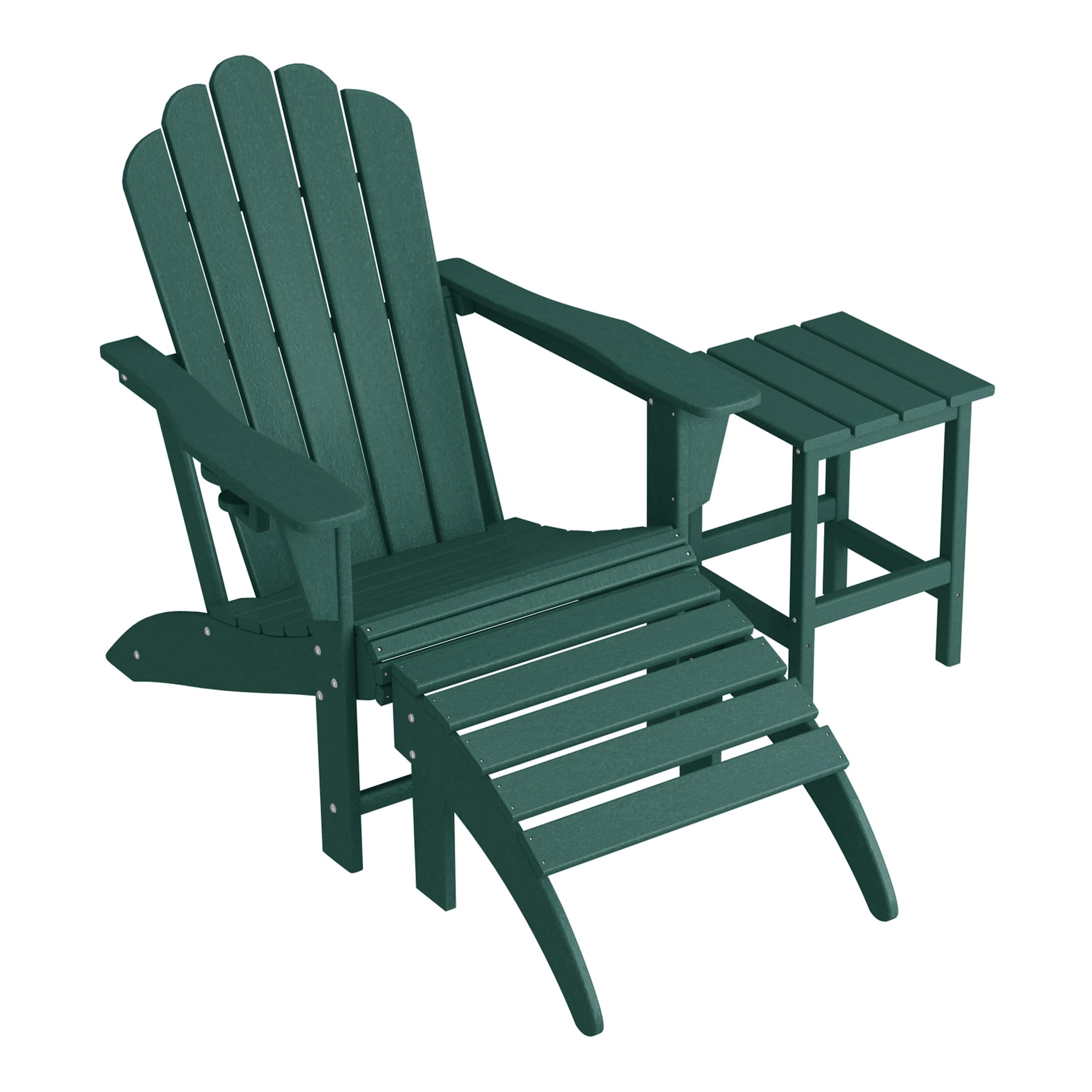 WestinTrends - Highland 3-Piece Adirondack Chair with Cup Holder and Folding Ottoman and Table Set - Dark Green price history on PriceWatchPro