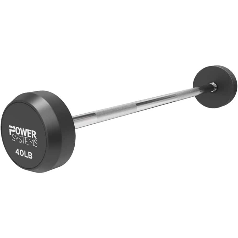 Power Systems - Pro Style Rubber Fixed Straight Barbell - 40lbs Weighted Workout Bar w/Ergonomic Handle - Black price history on PriceWatchPro