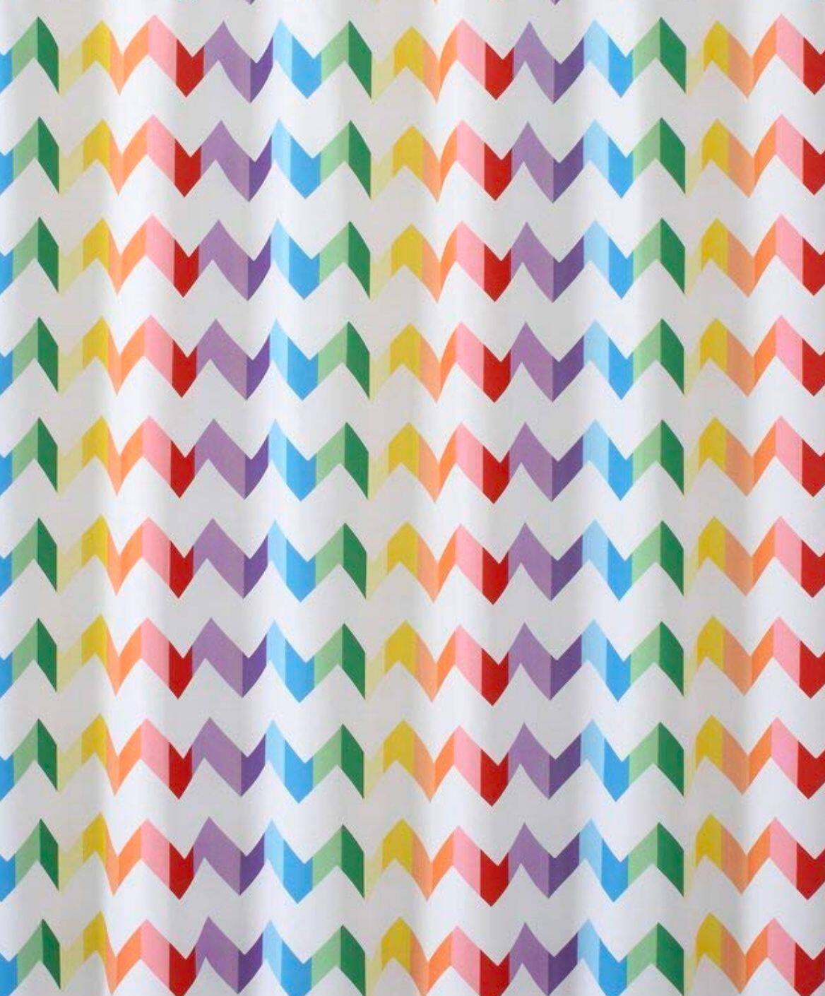 Left. Kate Aurora - Kate Aurora Home Vivid Rainbow Chevron Fabric Shower Curtain - Standard Size - Rainbow.