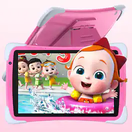 MEIZE - Kids Tablet,10.1 Inch Android Toddler Tablet with Case, 8GB RAM 64GB ROM Tableta , Parent Control, Kids Education Tablet - Pink